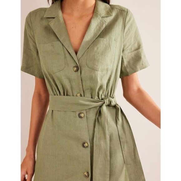 ✨Boden Linen Mini Shirt Green Sz. 4P Dress✨ - Picture 1 of 5